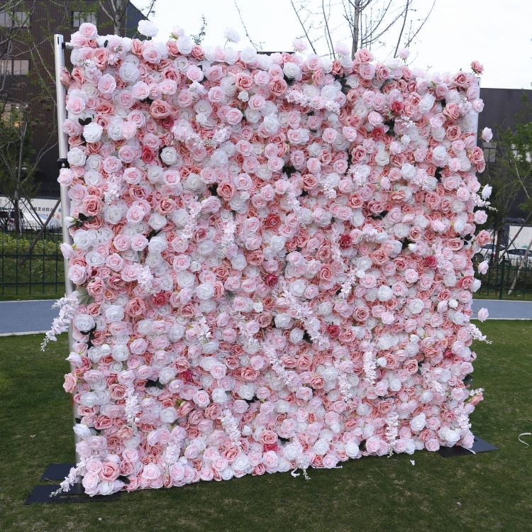 BD-102 3D Fabric Artificial Flower Backdrop Rolling Up Curtain Flower Wall - 8ft*8ft