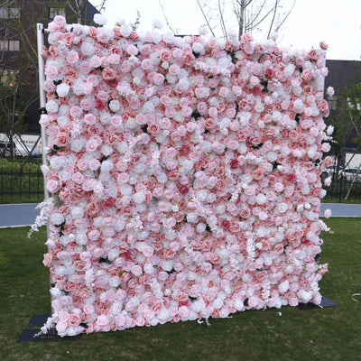BD-102 3D Fabric Artificial Flower Backdrop Rolling Up Curtain Flower Wall - 8ft*8ft