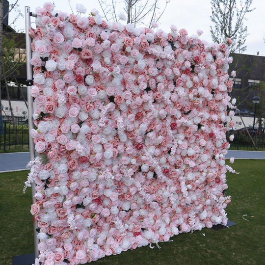 BD-102 3D Fabric Artificial Flower Backdrop Rolling Up Curtain Flower Wall - 8ft*8ft