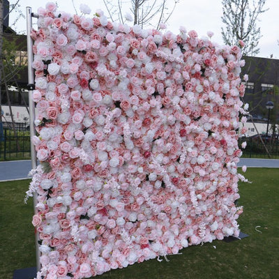 BD-102 3D Fabric Artificial Flower Backdrop Rolling Up Curtain Flower Wall - 8ft*8ft
