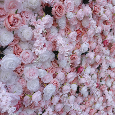 BD-102 3D Fabric Artificial Flower Backdrop Rolling Up Curtain Flower Wall - 8ft*8ft