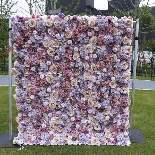 3D Rose Floral Artificial Flower Backdrop Rolling Up Curtain Flower Wall - 8ft*8ft