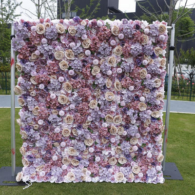3D Rose Floral Artificial Flower Backdrop Rolling Up Curtain Flower Wall - 8ft*8ft