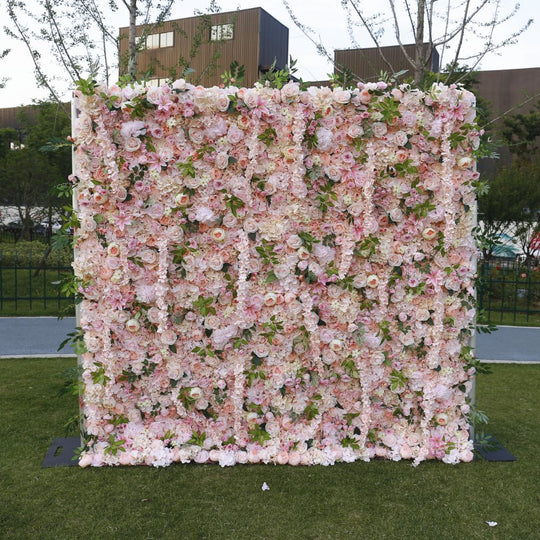 BD-062 5D Fabric Artificial Flower Backdrop Rolling Up Curtain Flower Wall - 8ft*8ft