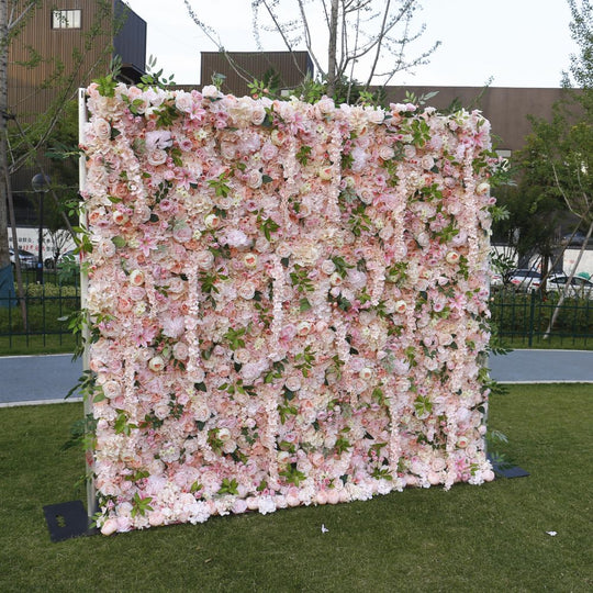 BD-062 5D Fabric Artificial Flower Backdrop Rolling Up Curtain Flower Wall - 8ft*8ft