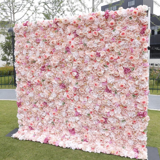 BD-118 3D Fabric Artificial Flower Backdrop Rolling Up Curtain Flower Wall - 8ft*8ft
