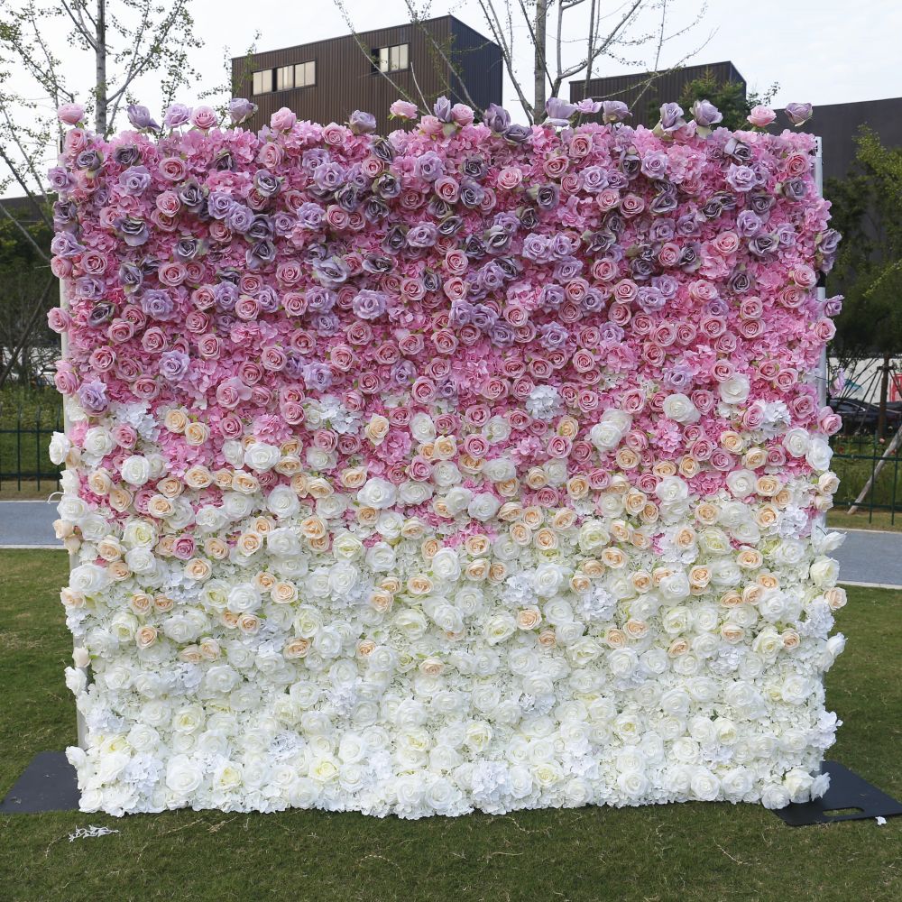 BDJ-127 5D Fabric Artificial Flower Backdrop Rolling Up Curtain Flower Wall - 8ft*8ft