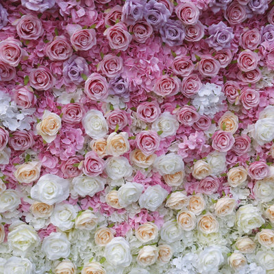 BDJ-127 5D Fabric Artificial Flower Backdrop Rolling Up Curtain Flower Wall - 8ft*8ft