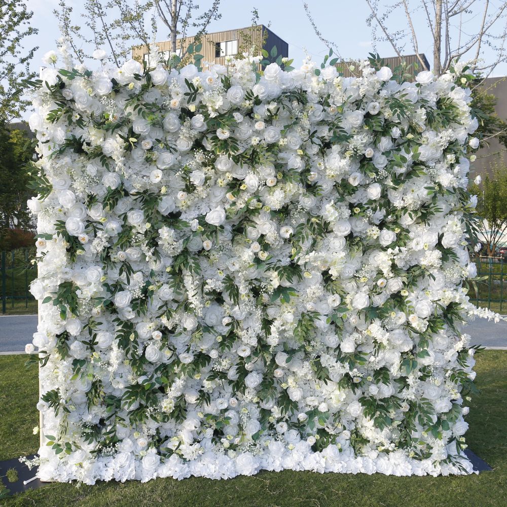 BD-126 5D Fabric Artificial Flower Backdrop Rolling Up Curtain Grass Wall - 8ft*8ft