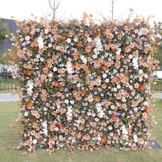 BD-132 5D Fabric Artificial Flower Backdrop Rolling Up Curtain Grass Wall - 8ft*8ft