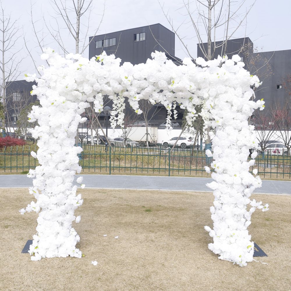 Square Artificial Silk Wedding Arch Flower Decoration Arrangement Floral Backdrop