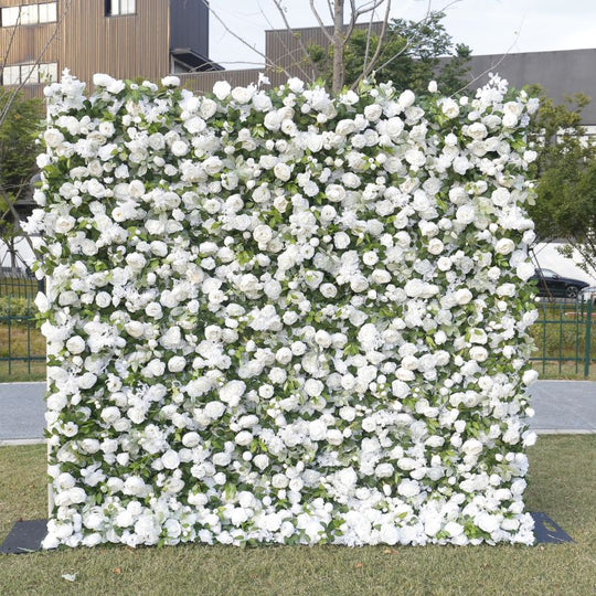 BD146 3D Rose Floral Artificial Flower Backdrop Rolling Up Curtain Flower Wall - 8ft*8ft