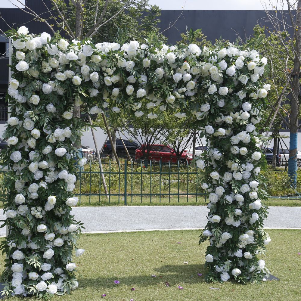Square Artificial Silk Wedding Arch Flower Decoration Arrangement Floral Backdrop