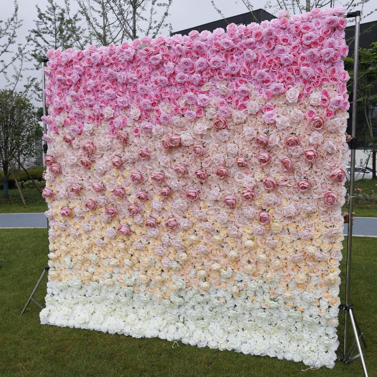 BDJ-007 3D Fabric Artificial Flower Backdrop Rolling Up Curtain Flower Wall - 8ft*8ft