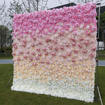 BDJ-007 3D Fabric Artificial Flower Backdrop Rolling Up Curtain Flower Wall - 8ft*8ft