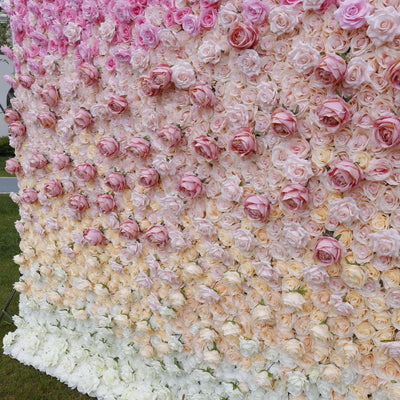 BDJ-007 3D Fabric Artificial Flower Backdrop Rolling Up Curtain Flower Wall - 8ft*8ft