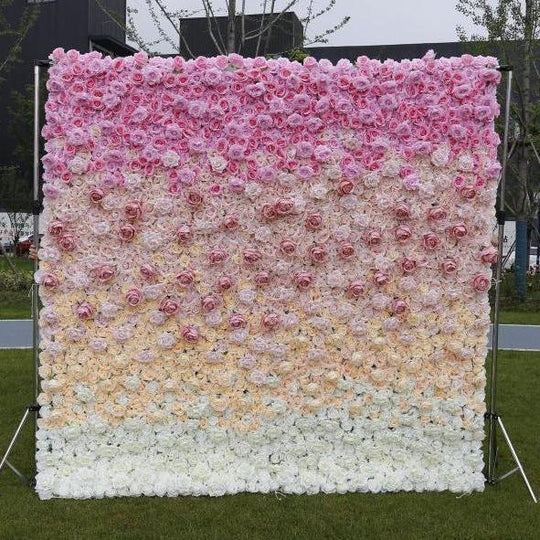 BDJ-007 3D Fabric Artificial Flower Backdrop Rolling Up Curtain Flower Wall - 8ft*8ft