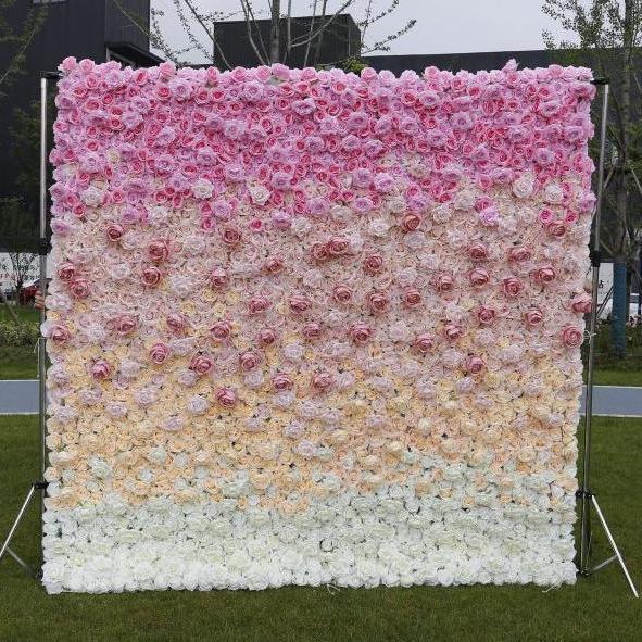 BDJ-007 3D Fabric Artificial Flower Backdrop Rolling Up Curtain Flower Wall - 8ft*8ft
