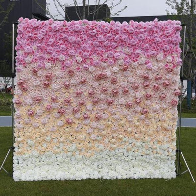 BDJ-007 3D Fabric Artificial Flower Backdrop Rolling Up Curtain Flower Wall - 8ft*8ft