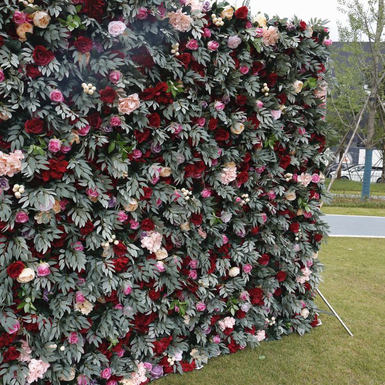 BD-043 3D Fabric Artificial Flower Backdrop Rolling Up Curtain Flower Wall - 8ft*8ft