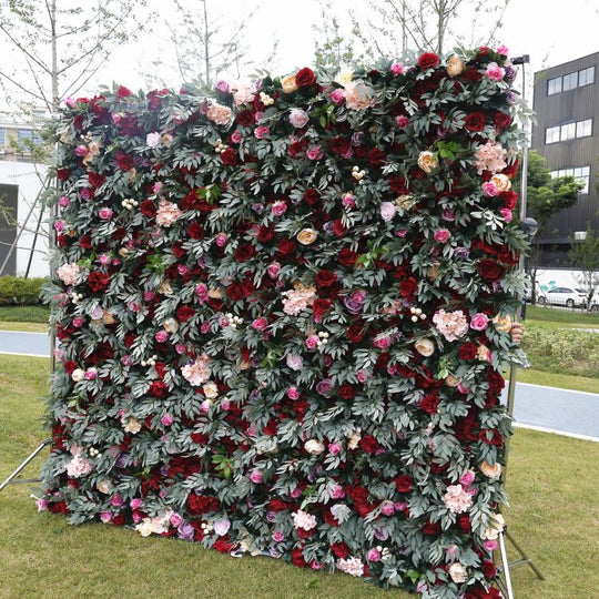 BD-043 3D Fabric Artificial Flower Backdrop Rolling Up Curtain Flower Wall - 8ft*8ft