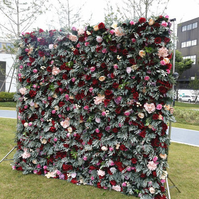 BD-043 3D Fabric Artificial Flower Backdrop Rolling Up Curtain Flower Wall - 8ft*8ft