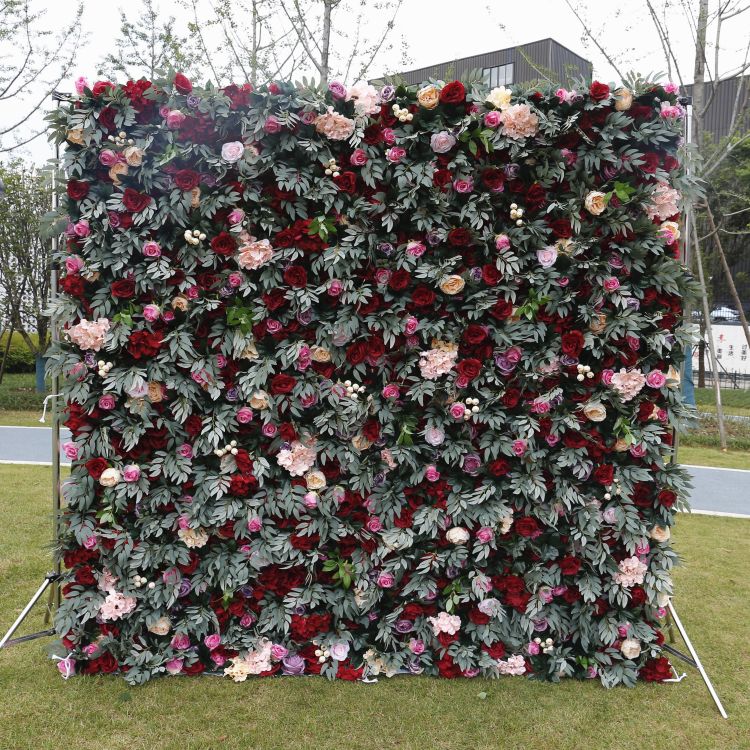BD-043 3D Fabric Artificial Flower Backdrop Rolling Up Curtain Flower Wall - 8ft*8ft