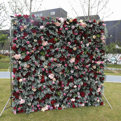 BD-043 3D Fabric Artificial Flower Backdrop Rolling Up Curtain Flower Wall - 8ft*8ft