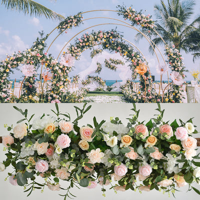 Floral Rows Arch Flower Runners Backdrop for Wedding Decoration by Super-Event
