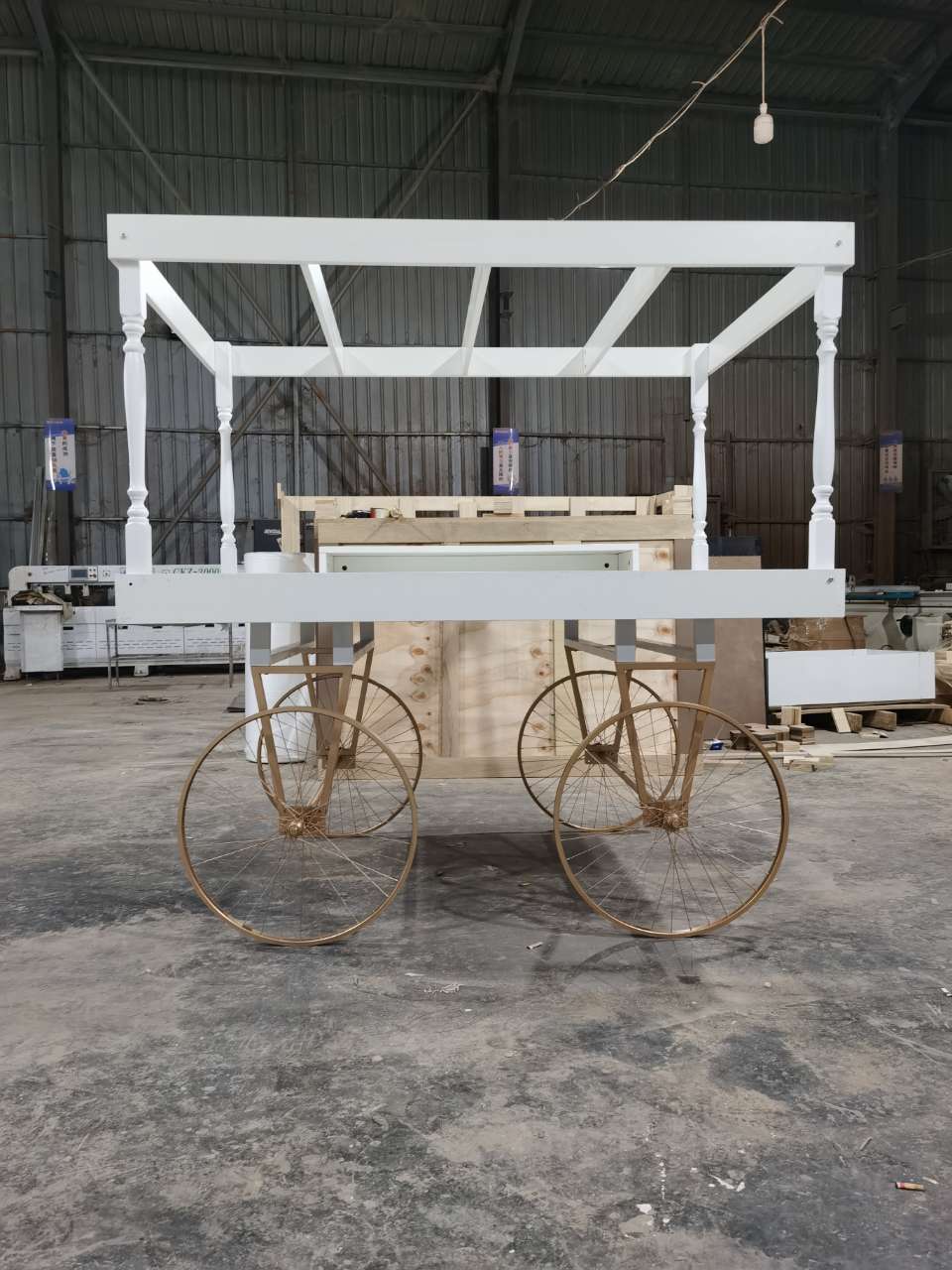 MDF+Metal Candy Dessert Cart with Wheels - White