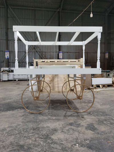 MDF+Metal Candy Dessert Cart with Wheels - White