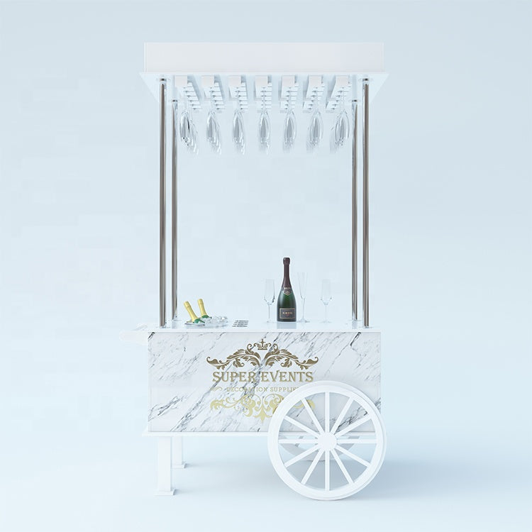 PVC Champagne Cart with Wheels - White