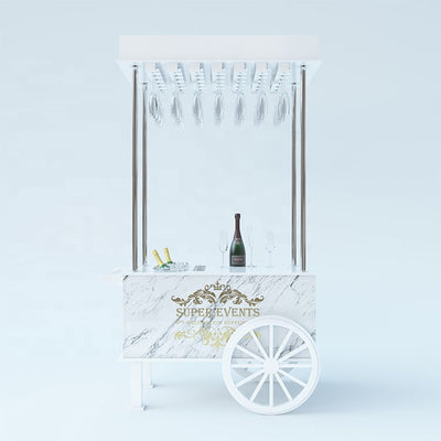 PVC Champagne Cart with Wheels - White