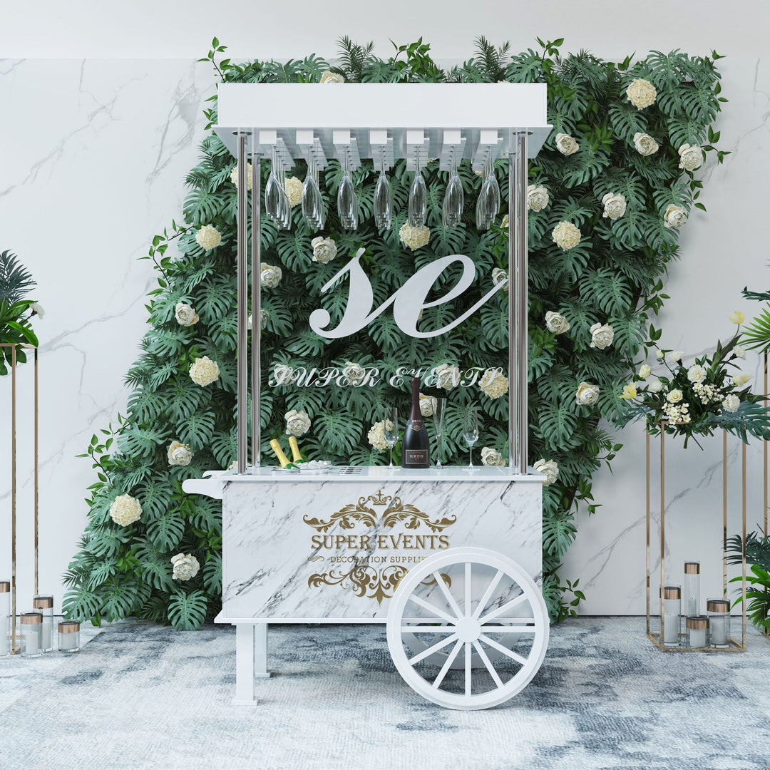 PVC Champagne Cart with Wheels - White