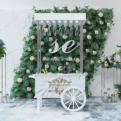 PVC Champagne Cart with Wheels - White