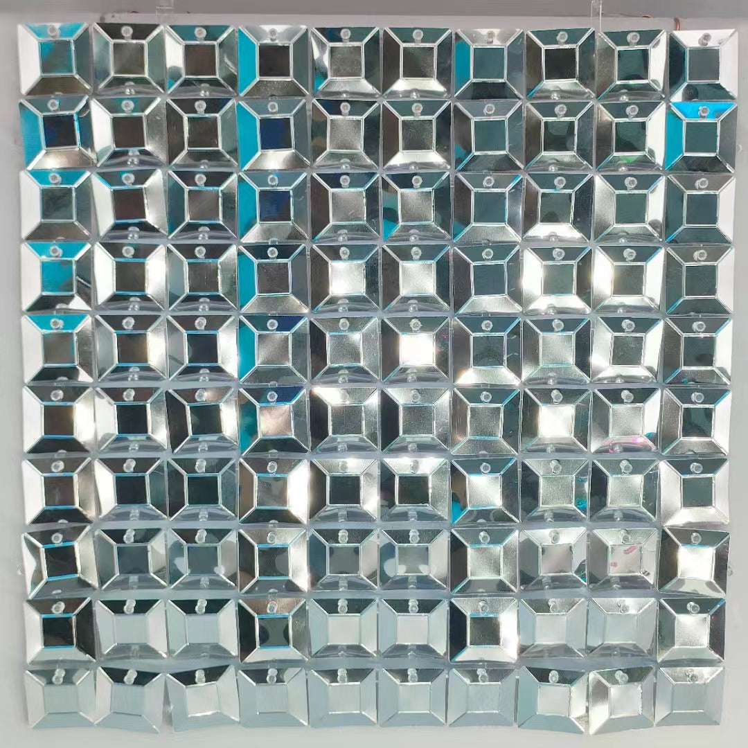 Easy Connect Shimmer Wall Panels / Transparent Grid Backing &amp; Square Diamond Sequins - Gold