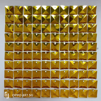 Easy Connect Shimmer Wall Panels / Transparent Grid Backing & Square 3D Sequins - Light Green
