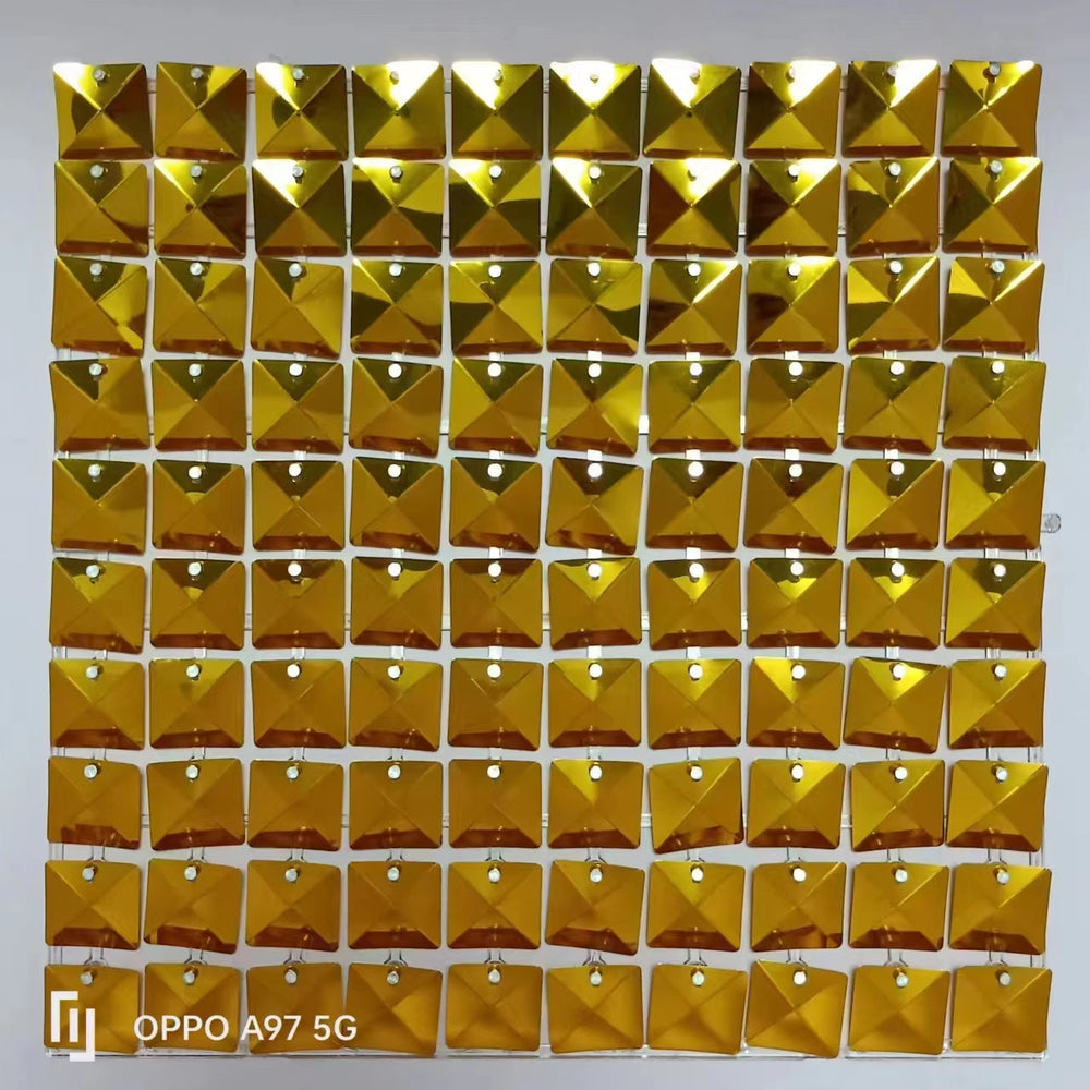 Easy Connect Shimmer Wall Panels / Transparent Grid Backing & Square 3D Sequins - Pink