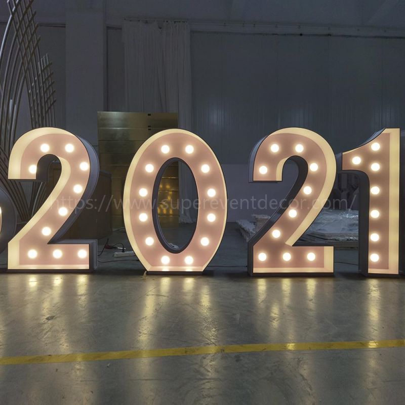 Metal Vintage LED 4ft Marquee Letter Numbers Freestanding Custom 26 Letters - White