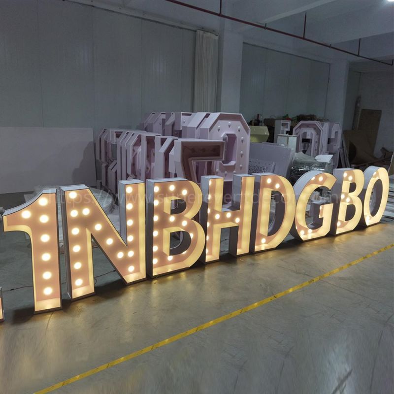 Metal Vintage LED 4ft Marquee Letter Numbers Freestanding Custom 26 Letters - White
