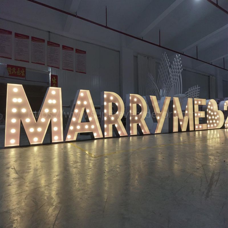 Metal Vintage LED 4ft Marquee Letter Numbers Freestanding Custom 26 Letters - White