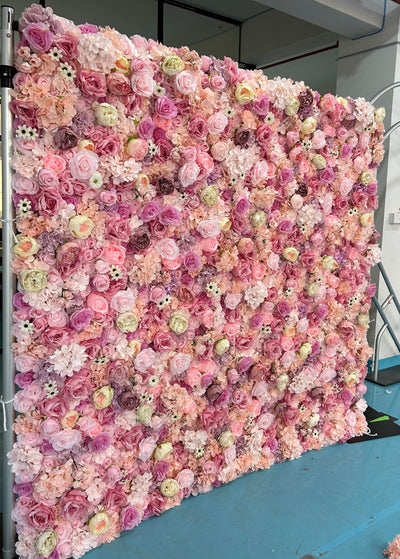 BD-067 3D Fabric Artificial Flower Backdrop Rolling Up Curtain Flower Wall - 8ft*8ft