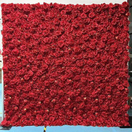 3D Fabric Artificial Flower Backdrop Rolling Up Curtain Flower Wall - 8ft*8ft