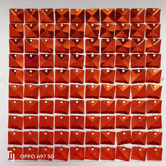 Easy Connect Shimmer Wall Panels / Transparent Grid Backing &amp; Square 3D Sequins - Aqua Blue