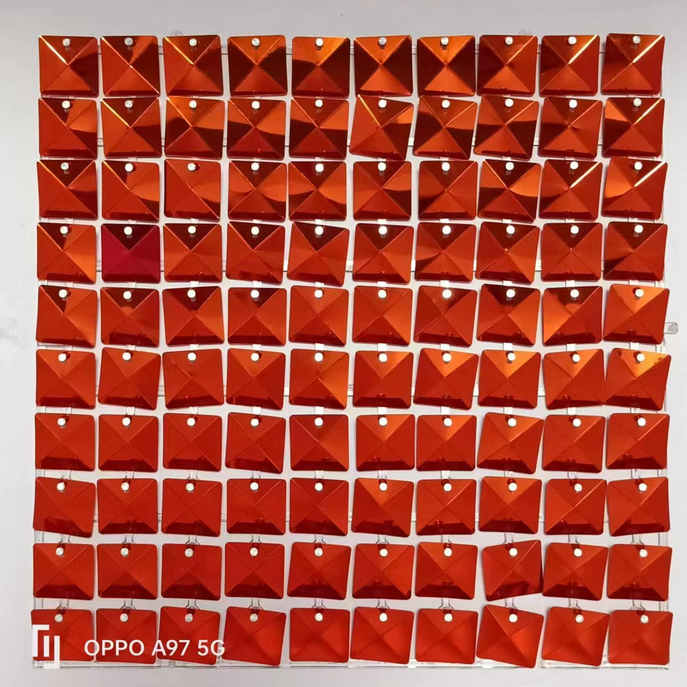 Easy Connect Shimmer Wall Panels / Transparent Grid Backing & Square 3D Sequins - Green