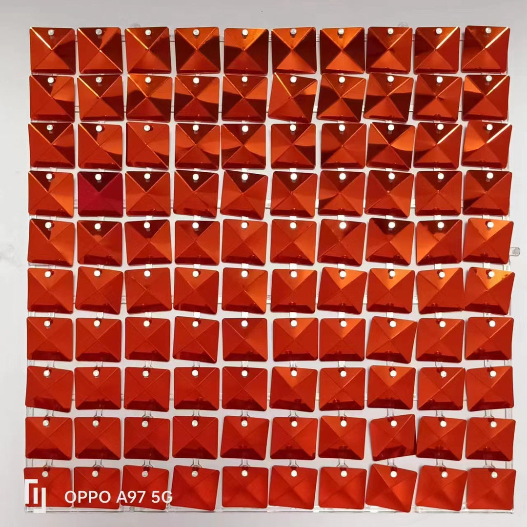Easy Connect Shimmer Wall Panels / Transparent Grid Backing &amp; Square 3D Sequins - Gold