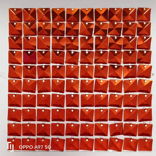 Easy Connect Shimmer Wall Panels / Transparent Grid Backing &amp; Square 3D Sequins - Gold