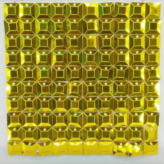 Easy Connect Shimmer Wall Panels / Transparent Grid Backing &amp; Square Diamond Sequins - Silver