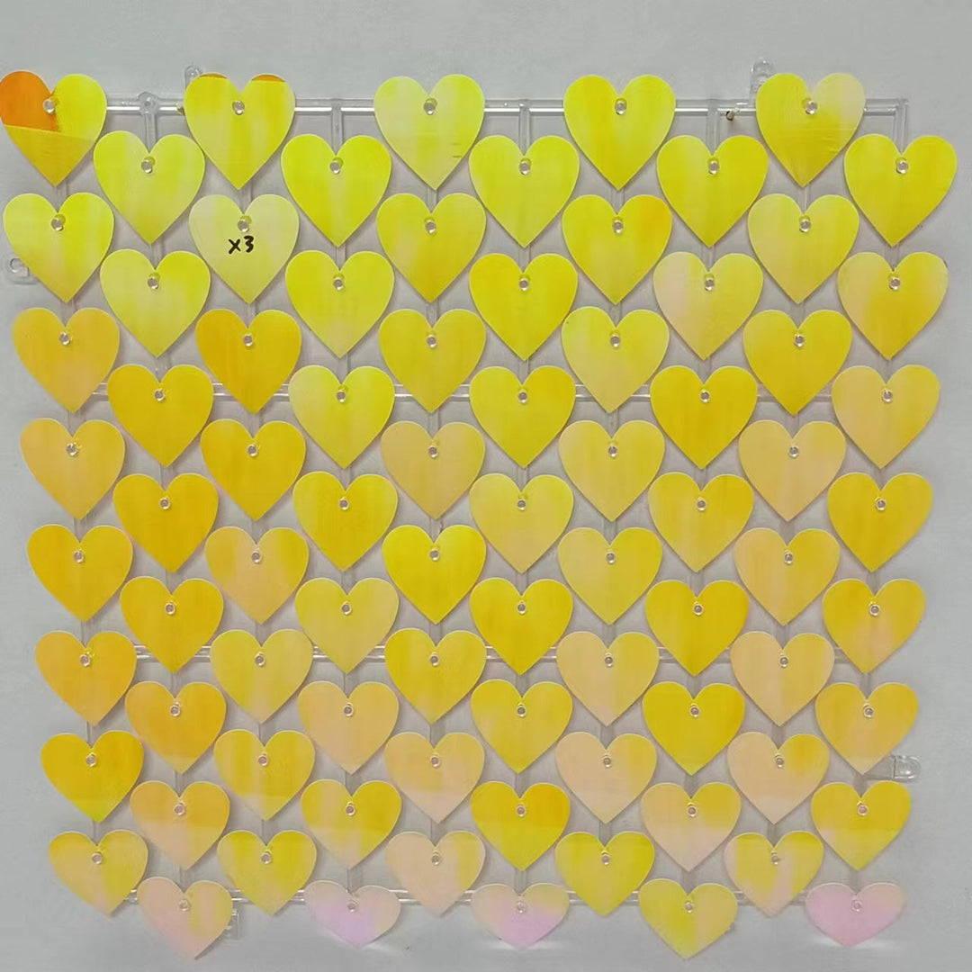 Heart Shape Shimmer Wall Panels / Clip Hole Backing &amp; Heart Sequins - Pink