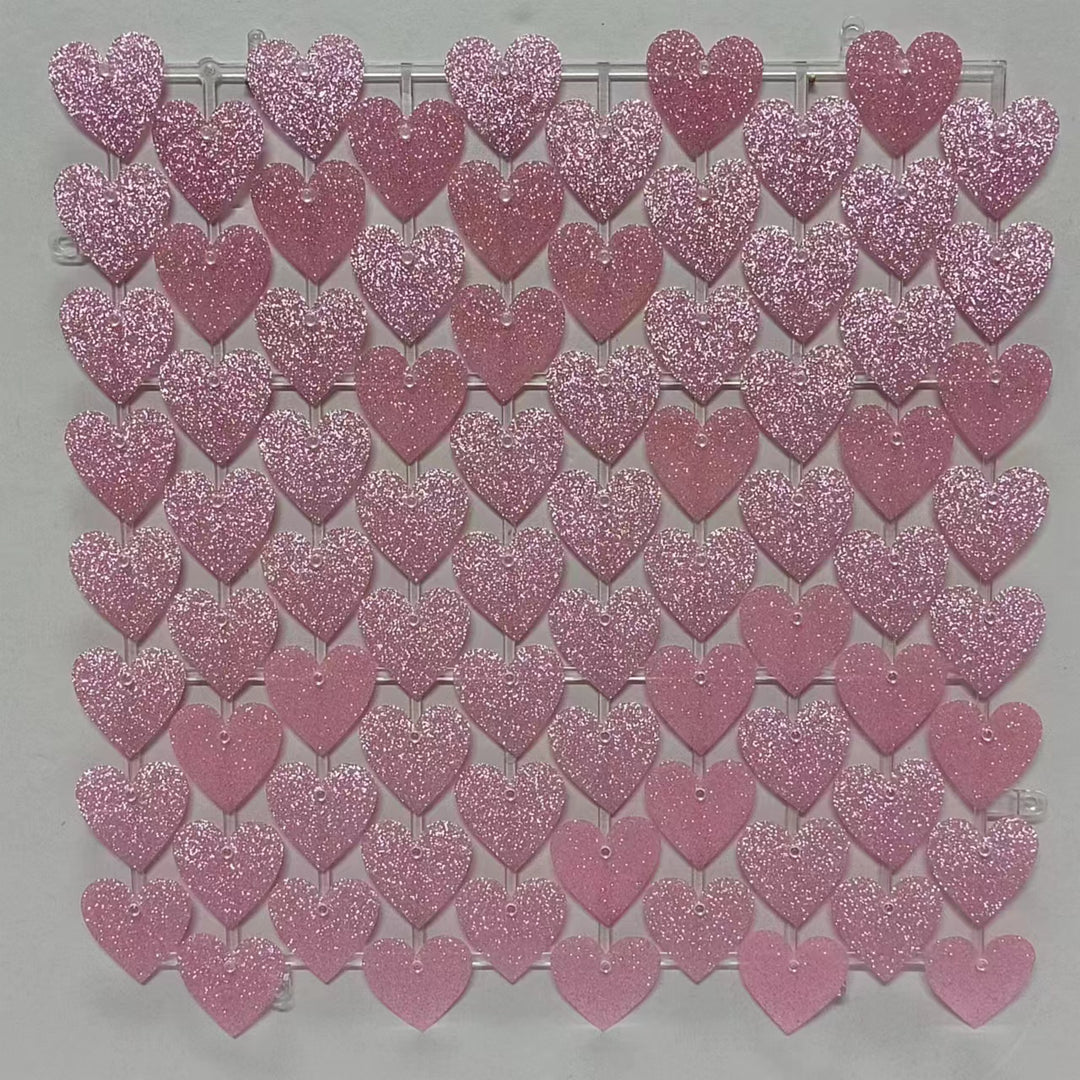Heart Shape Shimmer Wall Panels / Clip Hole Backing &amp; Heart Sequins - Gold